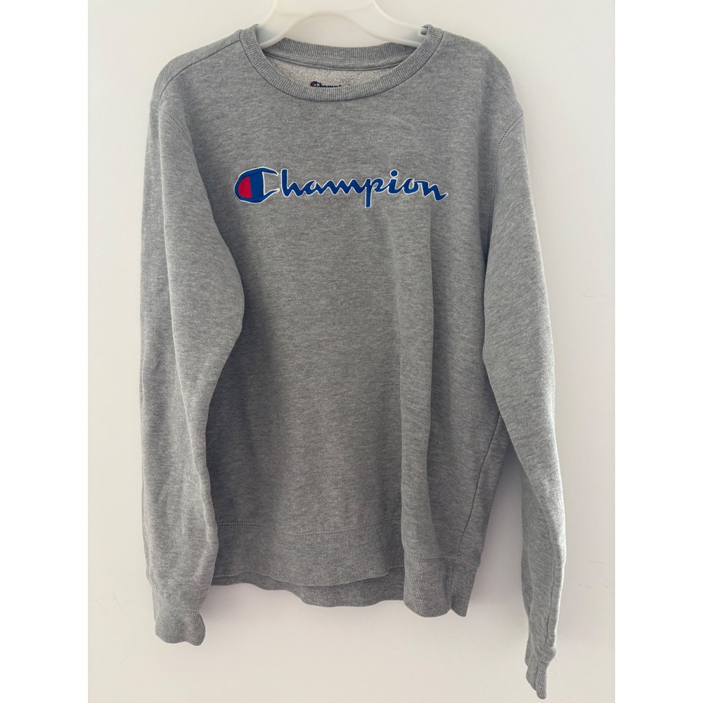 Champion‎ Boys XL Gray Script Logo Crewneck Sweatshirt Authentic Athleticwear